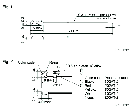 AT Thermistor Dimension